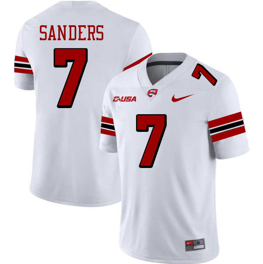 L.T. Sanders WKU Jersey,Western Kentucky Hilltoppers #7 L.T. Sanders Jersey Youth-White